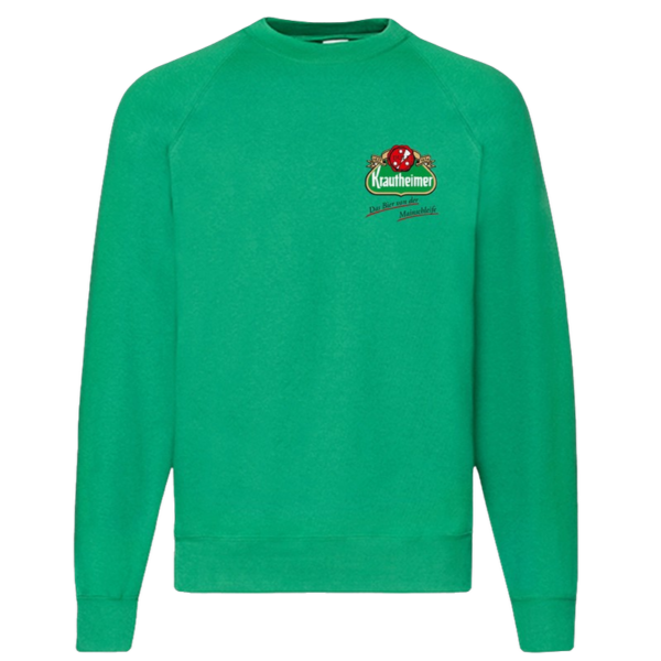 Vorderansicht des hellgrünene Krauteheimer Sweatshirts mit Logostickerei