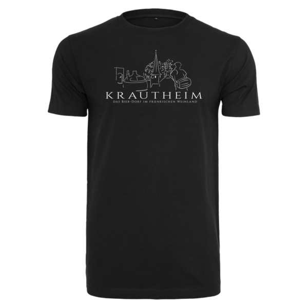 T-Shirt aus Baumwolle in der Farbe schwarz. Mit Aufdruck Krautheim- das Bierdorf im fränkischen Weinland.
